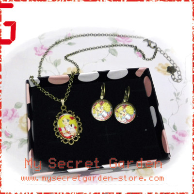 Candy Candy キャンディ・キャンディ Candice White Ardlay Anime Cabochon Necklace & Earrings Set